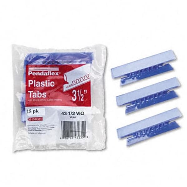 Pendaflex 43-1/2-VIO Hanging File Folder Tabs- 1/3 Tab- 3 1/2 in- Violet Tab/White Insert- 25/Pack